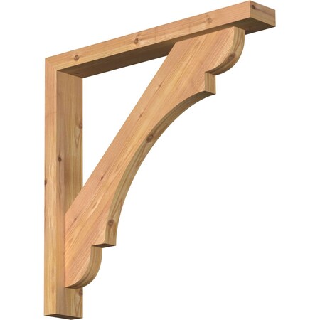 Ekena Millwork Olympic Block Smooth Bracket w/ Offset Brace, Western Red Cedar, 3 1/2"W x 24"D x 24"H BKT0402X24X24OLY05SWR
